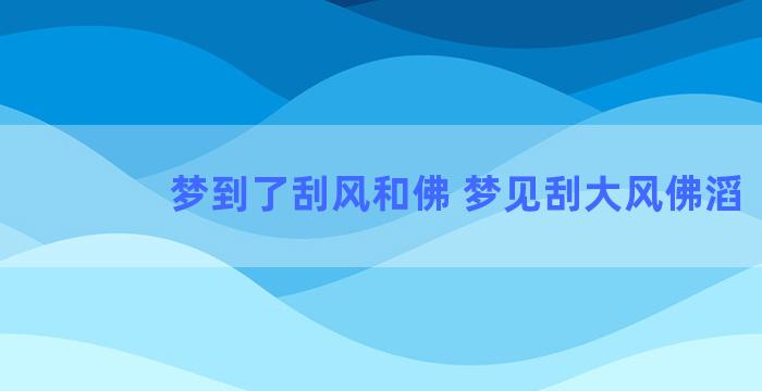 梦到了刮风和佛 梦见刮大风佛滔